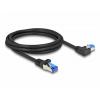 Delock 80219 RJ45 síťové kabely, propojovací kabely CAT 6A S/FTP 2.00 m černá 90° zatočeno doleva 1 ks