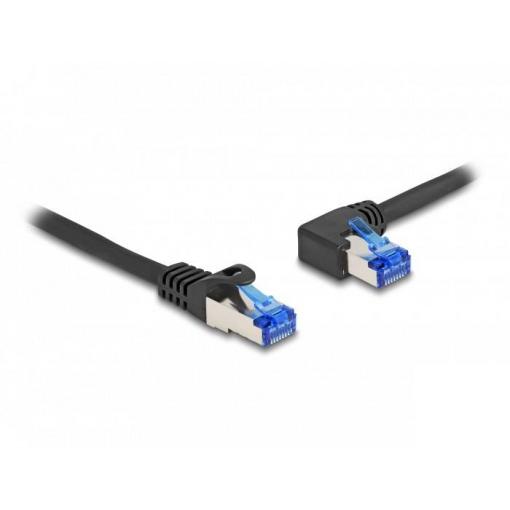 Delock 80219 RJ45 síťové kabely, propojovací kabely CAT 6A S/FTP 2.00 m černá 90° zatočeno doleva 1 ks