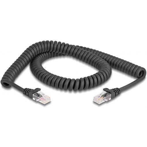 Delock 87993 RJ45 síťové kabely, propojovací kabely CAT 5e 2.00 m černá spirálový kabel 1 ks