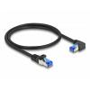 Delock 80221 RJ45 síťové kabely, propojovací kabely CAT 6A S/FTP 0.50 m černá 90° zatočeno doprava 1 ks