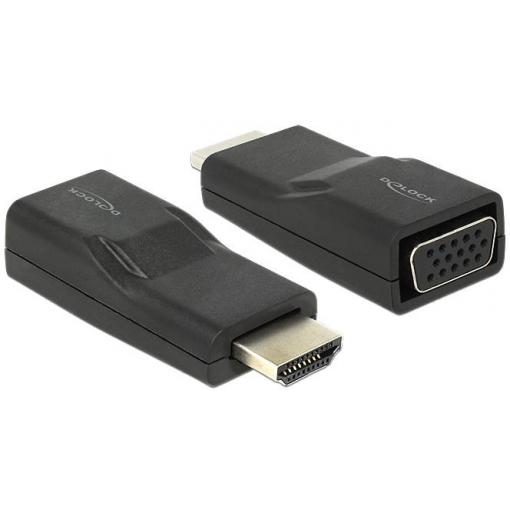 Delock 65655 HDMI / VGA adaptér [1x HDMI zástrčka - 1x D-SUB zásuvka 15pólová] černá 0 m