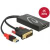 Delock 62596 DisplayPort / DVI / USB adaptér [1x DVI zástrčka 24+1pólová, USB-A konektor - 1x zásuvka DisplayPort] černá 0.30 m
