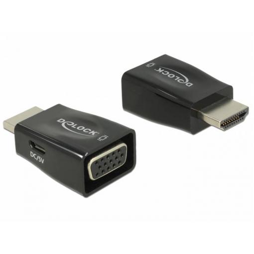 Delock 65902 HDMI / VGA adaptér [1x HDMI zástrčka - 1x D-SUB zásuvka 15pólová] černá 0 mm