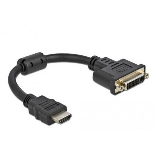 Delock 65206 HDMI / DVI adaptér [1x HDMI zástrčka - 1x DVI zásuvka 24+5pólová] černá 0.20 m