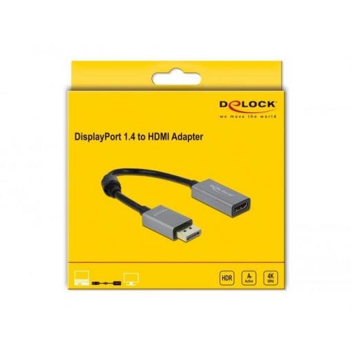 Delock 66436 DisplayPort / HDMI adaptér [1x zástrčka DisplayPort - 1x HDMI zásuvka] černá, šedá 0.20 m