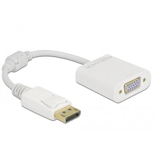 Delock 61007 DisplayPort / VGA adaptér [1x zástrčka DisplayPort - 1x D-SUB zásuvka 15pólová] bílá 0.15 m
