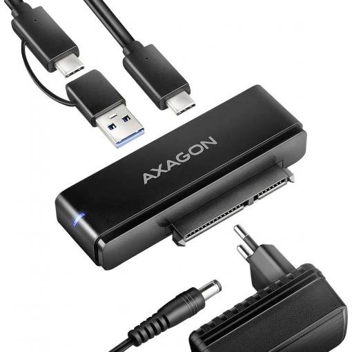 AXAGON ADSA-FPX USB Hub 1 + 1 port USB-A, USB-C®, SATA USB 3.1 Gen1 5 GBit/s se zabudovaným převodníkem AXAGON ADSA-FPX FastPortX SATA zu USB-C 3.1 Adapter -