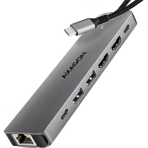 AXAGON USB-C® dokovací stanice AXAGON HMC-7HX2 USB-Hub, 2x USB-A, 1x USB-C, 2x HDMI 2.0, 1x RJ45, 100 W PD Vhodné pro značky (dokovací stanice pro notebook):