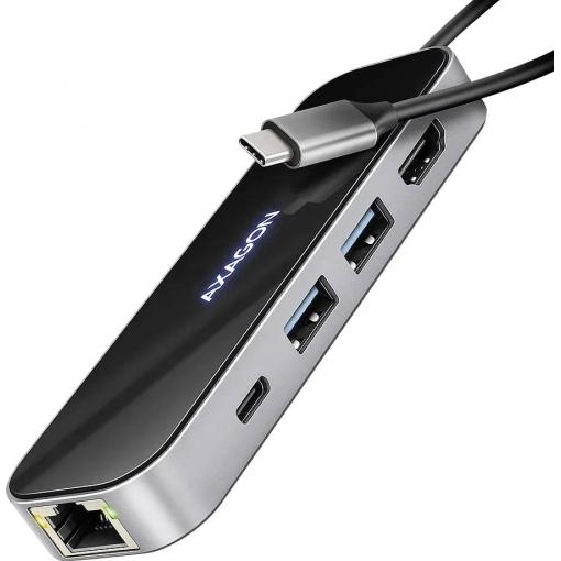 AXAGON USB-C® dokovací stanice AXAGON HMC-6GLN USB-Hub, 2x USB-A, 1x USB-C, 1x HDMI 2.0, 1x RJ45, 100 W PD – Vhodné pro značky (dokovací stanice pro notebook):