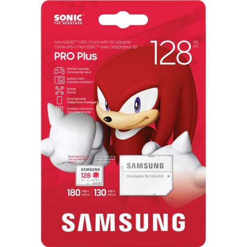 Samsung Sonic Edition - Knuckles paměťová karta microSDXC Retail 128 GB A2 Application Performance Class, v30 Video Speed Class, UHS-I U3 Zvláštní edice „Sonic