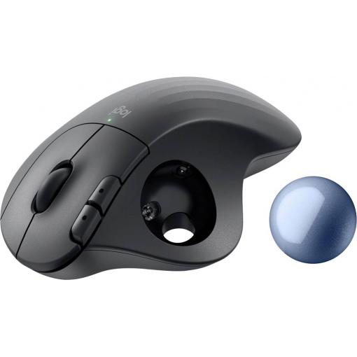 Logitech ERGO M575S myš, přenos Bluetooth®, 5 tlačítko, 2000 dpi, grafit, modrá (metalíza)