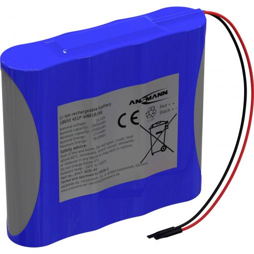 Ansmann 4S1P Akkupack 4x 18650 Kabel Li-Ion 14.4V 2600mAh Akupack 4 x Li-Ion 14.4 V 2600 mAh