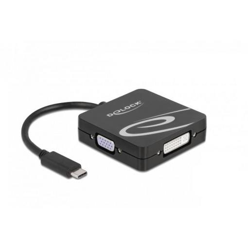 Delock USB 2.0 adaptér [1x USB-C® zástrčka - 1x VGA zásuvka, DVI zásuvka 24+5pólová, HDMI zásuvka, zásuvka DisplayPort] 63129 0 mm