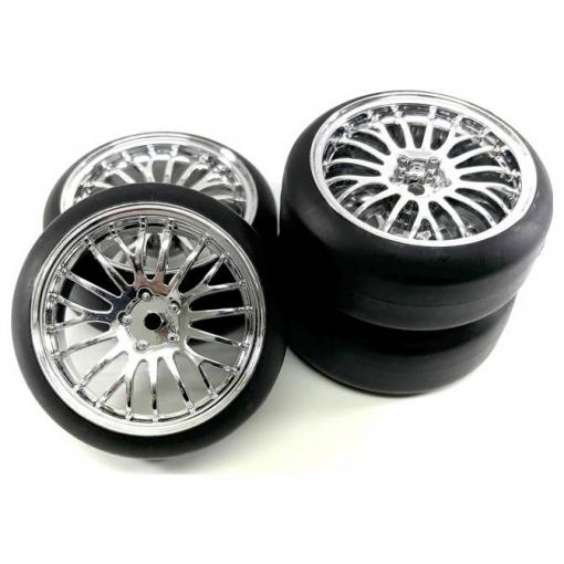 Absima 1:10 silniční model kompletní kola Drift chrom 4 ks