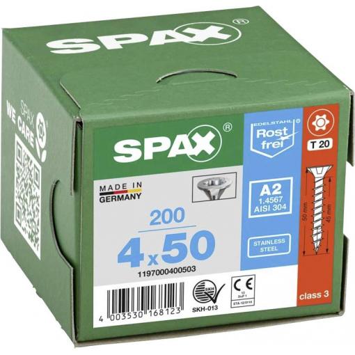 SPAX 1197000400503 R 88091 Senkkopf T-STAR šroub do dřeva 4 mm 50 mm T-STAR plus nerezová ocel A2 200 ks