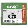 SPAX 1191010600705 R 88091 Senkkopf/T-STAR šroub do dřeva 6 mm 70 mm T-STAR plus ocel WIROX 200 ks