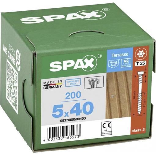 SPAX 0537000500403 R 88192 Zylinderkopf T-STAR šroub do dřeva 5 mm 40 mm T-STAR plus nerezová ocel A2 200 ks