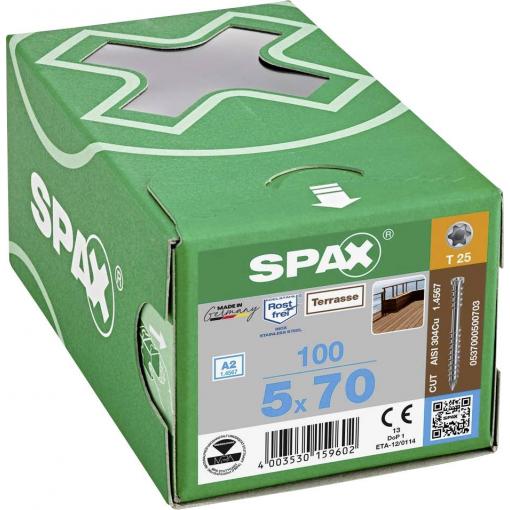 SPAX 0537000500703 R 88192 Zylinderkopf T-STAR šroub do dřeva 5 mm 70 mm T-STAR plus nerezová ocel A2 100 ks