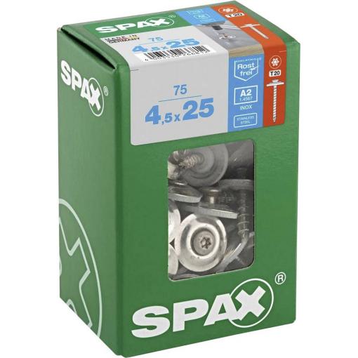 SPAX 4577000450257 Klempířský šroub 4.5 mm 25 mm T-STAR plus nerezová ocel A2 75 ks