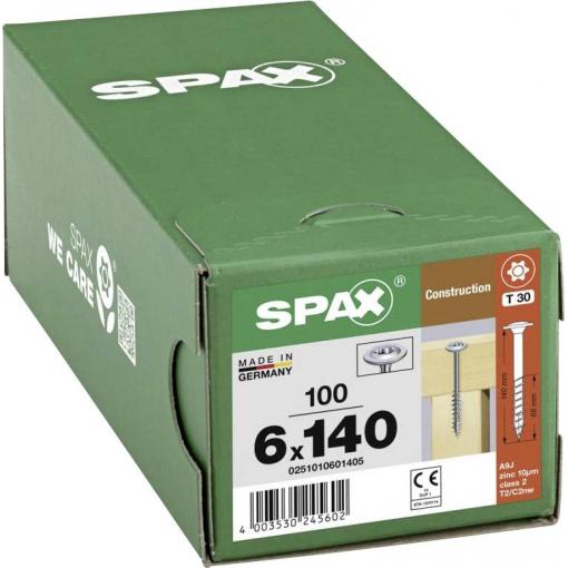 SPAX 0251010601405 R 88193 m.Spitze/T-STAR šroub do dřeva 6 mm 140 mm T-STAR plus ocel WIROX 100 ks