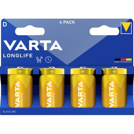 Varta VARTA Longlife D Blister 4 baterie velké mono D alkalicko-manganová 1.5 V 4 ks