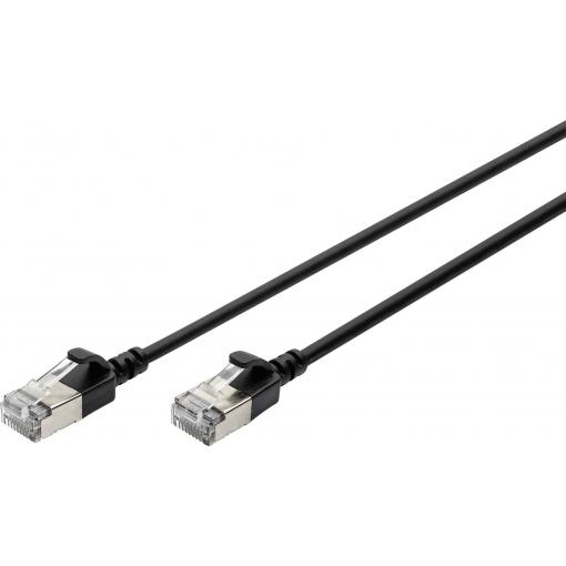 Digitus DK-1632-A-005S-BL RJ45 síťové kabely, propojovací kabely CAT 6A F/FTP 0.5 m černá barevně rozlišený, stíněný, točený drát, S průchodkou chránící proti