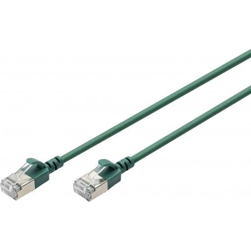 Digitus DK-1632-A-005S-G RJ45 síťové kabely, propojovací kabely CAT 6A F/FTP 0.5 m zelená barevně rozlišený, stíněný, točený drát, S průchodkou chránící proti