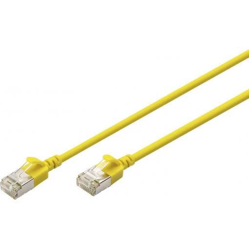 Digitus DK-1632-A-005S-Y RJ45 síťové kabely, propojovací kabely CAT 6A F/FTP 0.5 m žlutá barevně rozlišený, stíněný, točený drát, S průchodkou chránící proti
