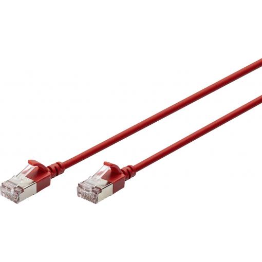Digitus DK-1632-A-020S-R RJ45 síťové kabely, propojovací kabely CAT 6A F/FTP 2 m červená barevně rozlišený, stíněný, točený drát, S průchodkou chránící proti