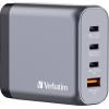 Verbatim GNC-140 GaN cestovní nabíječka, GaN, s adaptérem pro Evropu, s britským adaptérem, s americkým adaptérem, 1x USB A , 3x USB-C®, 140 W, Dodávka