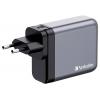 Verbatim GNC-140 GaN cestovní nabíječka, GaN, s adaptérem pro Evropu, s britským adaptérem, s americkým adaptérem, 1x USB A , 3x USB-C®, 140 W, Dodávka