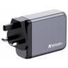 Verbatim GNC-100 cestovní nabíječka, GaN, s adaptérem pro Evropu, s britským adaptérem, s americkým adaptérem, 1x USB A , 3x USB-C®, 100 W, Dodávka energie,