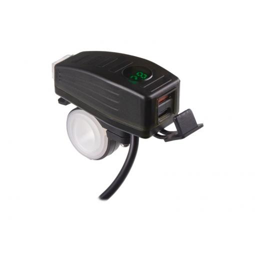 Nabíječka USB STU 34707 s voltmetrem na motocykl