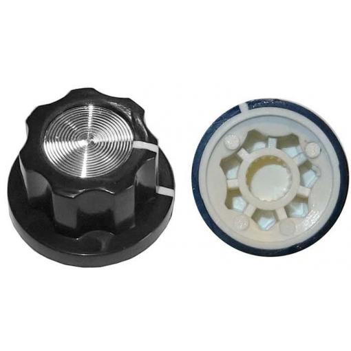 Přístrojový knoflík MF-A01, 19,5 × 12 mm, drážkovaná hřídel 6 mm