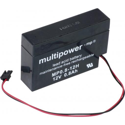 multipower MP0,8-12H 137124 olověný akumulátor 12 V 0.8 Ah olověný se skelným rounem (š x v x h) 96 x 62 x 25 mm Molex konektor bezúdržbové, nepatrné vybíjení