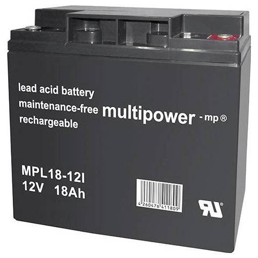multipower MPL18-12 146660 olověný akumulátor 12 V 18 Ah olověný se skelným rounem (š x v x h) 181 x 167 x 76 mm šroubované M5 bezúdržbové, nepatrné vybíjení