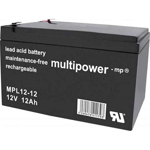 multipower MPL12-12 146650 olověný akumulátor 12 V 12 Ah olověný se skelným rounem (š x v x h) 98 x 98 x 151 mm plochý konektor 6,35 mm bezúdržbové, nepatrné