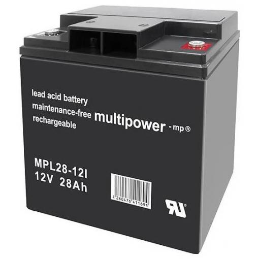 multipower MPL28-12I 146662 olověný akumulátor 12 V 28 Ah olověný se skelným rounem (š x v x h) 166 x 176 x 126 mm šroubované M5 bezúdržbové, nepatrné vybíjení