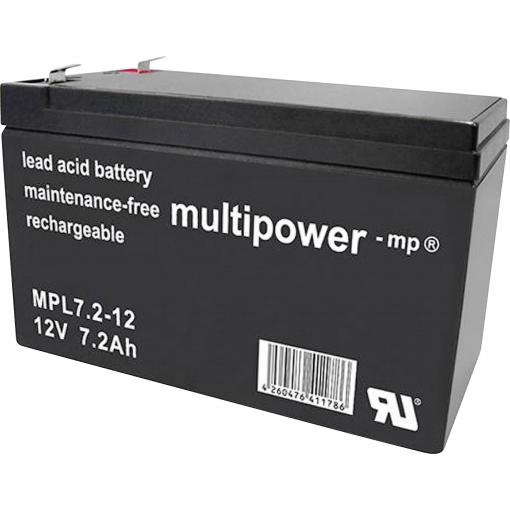 multipower MPL7,2-12 146649 olověný akumulátor 12 V 7.2 Ah olověný se skelným rounem (š x v x h) 65 x 102 x 151 mm plochý konektor 6,35 mm bezúdržbové,