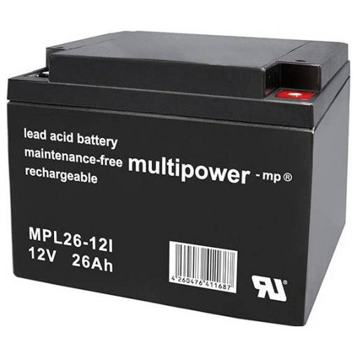 multipower MPL26-12I 146661 olověný akumulátor 12 V 26 Ah olověný se skelným rounem (š x v x h) 175 x 125 x 166 mm šroubované M5 bezúdržbové, nepatrné vybíjení