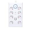 Přepěťová ochrana Solight, 8zás. USB A+C, 2m, bílá, 370J  PO80