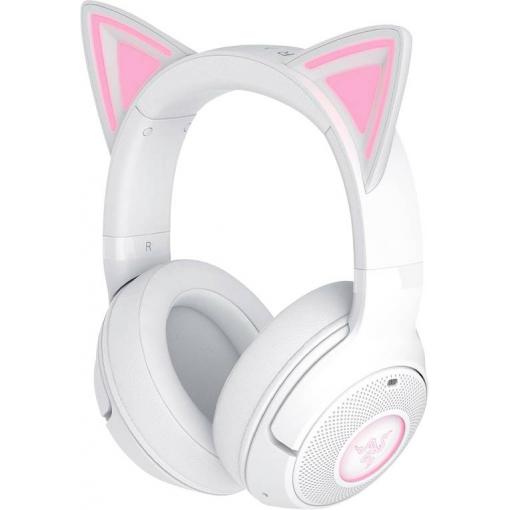 RAZER Kraken Kitty V2 Headset uzavřená (Over Ear) Bez kabelu, Bluetooth® stereo bílá Redukce šumu mikrofonu headset Gaming