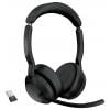 Jabra Evolve2 55 Link 380/390a UC Stereo Headset otevřená (On Ear) Bluetooth® stereo černá Redukce šumu mikrofonu, Potlačení hluku Počítače