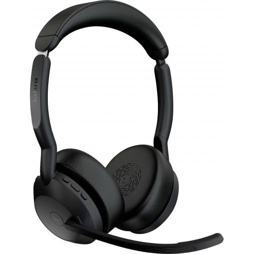 Jabra Evolve2 55 Link 380/390a UC Stereo Headset otevřená (On Ear) Bluetooth® stereo černá Redukce šumu mikrofonu, Potlačení hluku Počítače