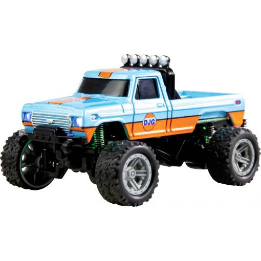 Amewi oranžová komutátorový 1:64 RC model auta elektrický monster truck zadní 2WD (4x2) RtR 2,4 GHz se světelným efektem, vč. akumulátorů a kabelu k nabíjení