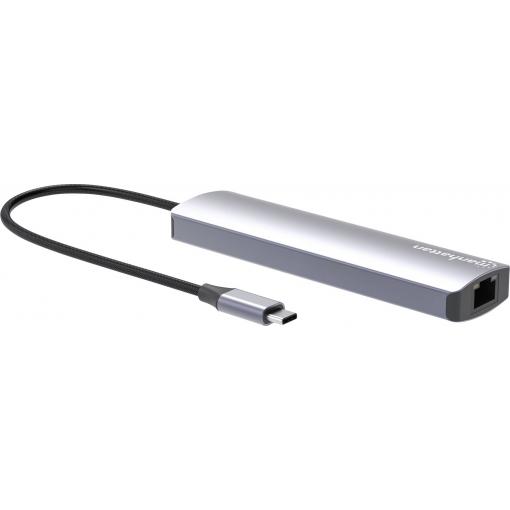 Manhattan dokovací stanice pro notebook USB-C PD 6-in-1 4K Dockingstation Hub USB-C-Stecker auf HDMI-Port 3xUSB RJ45 vč. funkce nabíjení, napájení USB-C®