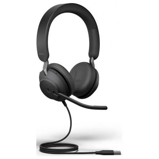 Jabra Evolve2 40 SE USB C/A MS Stereo Headset otevřená (On Ear) kabelová stereo černá Potlačení hluku, Redukce šumu mikrofonu Počítače