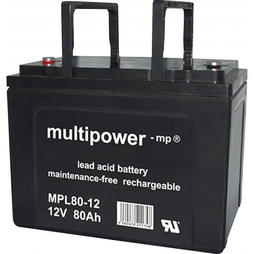 multipower MPL80-12I 146669 olověný akumulátor 12 V 80 Ah olověný se skelným rounem (š x v x h) 260 x 207 x 170 mm šroubované M6 bezúdržbové, nepatrné vybíjení