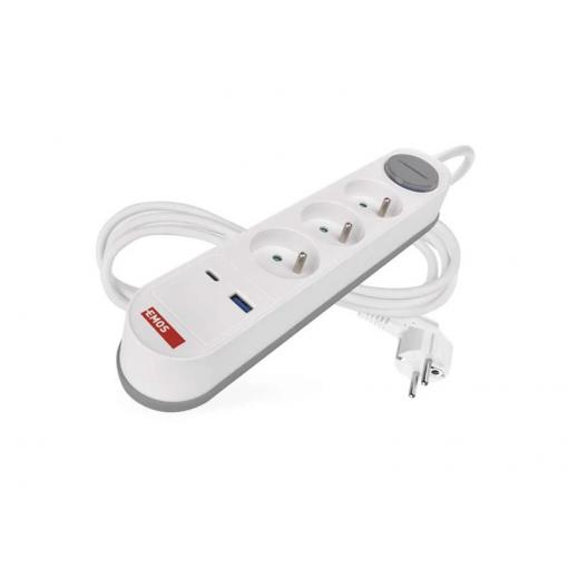 Prodlužovací přívod 3 zásuvky 2m EMOS P1312FC USB s vypínačem