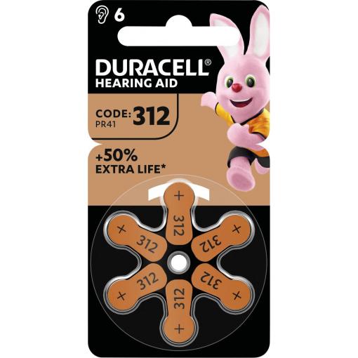Duracell Baterie do naslouchátek ZA 312 1.45 V 1 ks 160 mAh zinko-vzduchová DURACELL - Batterie Hörgeraete EasyTab 312 PR41 NEU 6St. - Batterie - 1,45 V